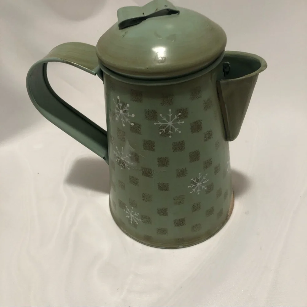 Yankee Candle Vintage/Primitive Style Metal Teapot Votive Candle Holder Snowman - Picture 4 of 7